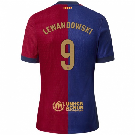 Kandiny Lapset Robert Lewandowski #9 Sininen Punainen Kotipaita 2024/25 Lyhythihainen Paita T-Paita