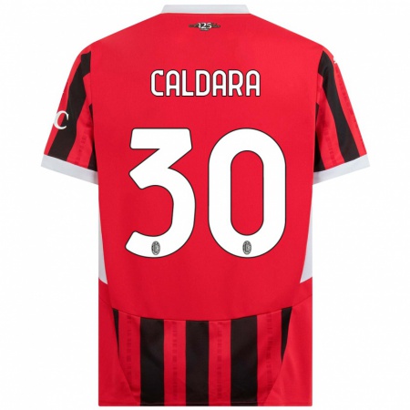 Kandiny Lapset Mattia Caldara #30 Punainen Musta Kotipaita 2024/25 Lyhythihainen Paita T-Paita