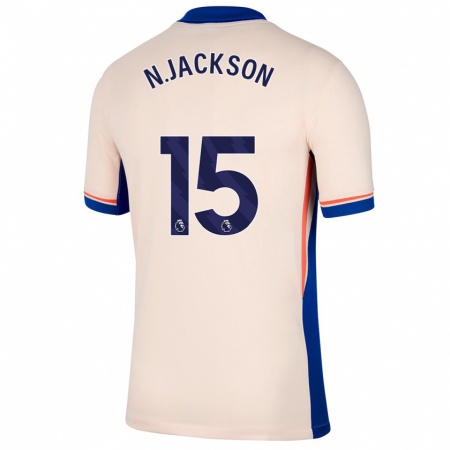 Kandiny Lapset Nicolas Jackson #15 Vaalea Beige Vieraspaita 2024/25 Lyhythihainen Paita T-Paita