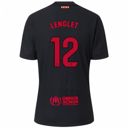 Kandiny Lapset Clément Lenglet #12 Musta Punainen Vieraspaita 2024/25 Lyhythihainen Paita T-Paita