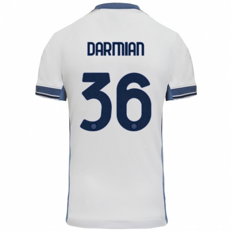 Kandiny Lapset Matteo Darmian #36 Valkoinen Harmaa Vieraspaita 2024/25 Lyhythihainen Paita T-Paita