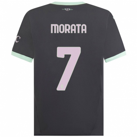 Kandiny Lapset Álvaro Morata #7 Harmaa Kolmas Sarja 2024/25 Lyhythihainen Paita T-Paita