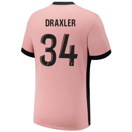 Kandiny Lapset Julian Draxler #34 Ruosteen Pinkki Kolmas Sarja 2024/25 Lyhythihainen Paita T-Paita