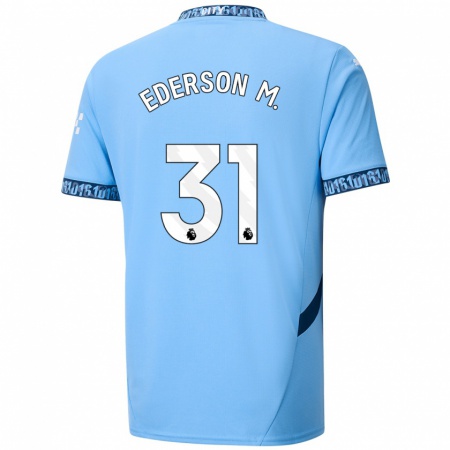 Kandiny Miesten Ederson #31 Tummansininen Kotipaita 2024/25 Lyhythihainen Paita T-Paita