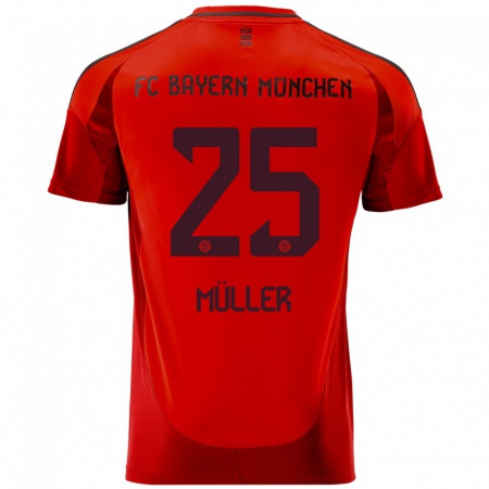 Kandiny Miesten Thomas Müller #25 Punainen Kotipaita 2024/25 Lyhythihainen Paita T-Paita