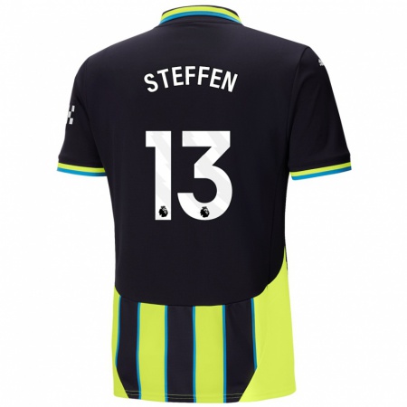 Kandiny Miesten Zack Steffen #13 Sininen Keltainen Vieraspaita 2024/25 Lyhythihainen Paita T-Paita