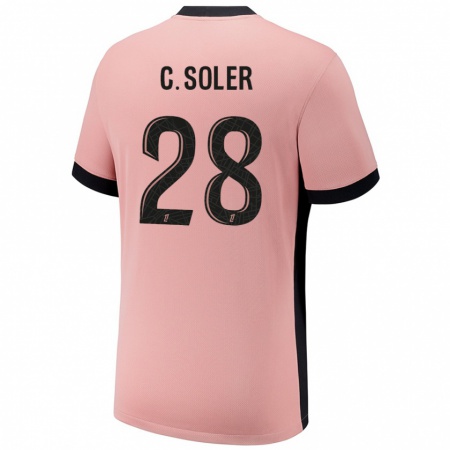 Kandiny Miesten Carlos Soler #28 Ruosteen Pinkki Kolmas Sarja 2024/25 Lyhythihainen Paita T-Paita