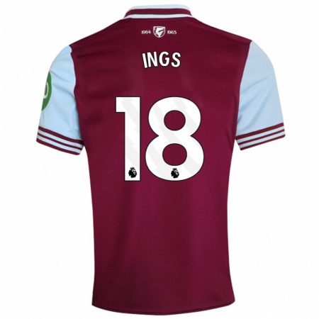 Kandiny Lapset Danny Ings #18 Tummanpunainen Kotipaita 2024/25 Lyhythihainen Paita T-Paita