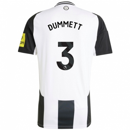 Kandiny Lapset Paul Dummett #3 Valkoinen Musta Kotipaita 2024/25 Lyhythihainen Paita T-Paita