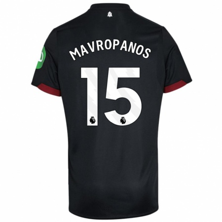 Kandiny Lapset Konstantinos Mavropanos #15 Musta Valkoinen Vieraspaita 2024/25 Lyhythihainen Paita T-Paita