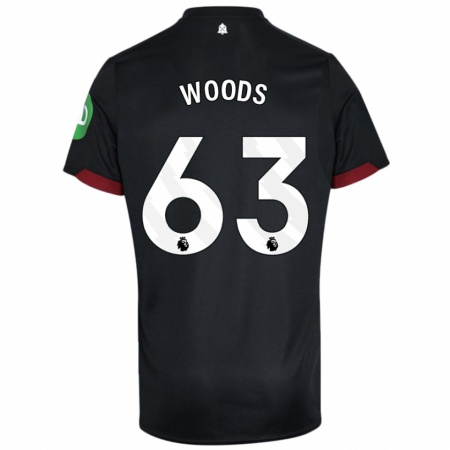 Kandiny Lapset Archie Woods #63 Musta Valkoinen Vieraspaita 2024/25 Lyhythihainen Paita T-Paita