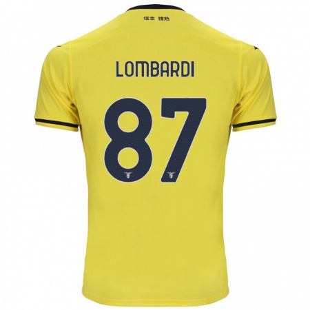 Kandiny Lapset Cristiano Lombardi #87 Keltainen Vieraspaita 2024/25 Lyhythihainen Paita T-Paita