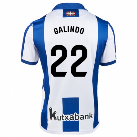 Kandiny Miesten Iker Galindo #22 Valkoinen Sininen Kotipaita 2024/25 Lyhythihainen Paita T-Paita