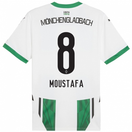 Kandiny Miesten Moustafa Moustafa #8 Valkoinen Vihreä Kotipaita 2024/25 Lyhythihainen Paita T-Paita