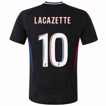 Kandiny Miesten Alexandre Lacazette #10 Musta Vieraspaita 2024/25 Lyhythihainen Paita T-Paita