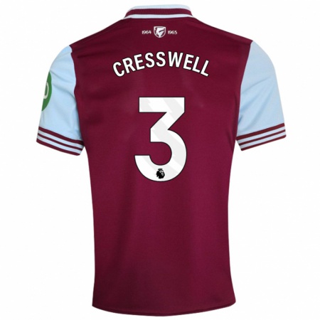 Kandiny Naisten Aaron Cresswell #3 Tummanpunainen Kotipaita 2024/25 Lyhythihainen Paita T-Paita