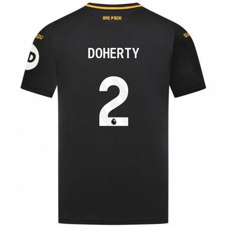 Kandiny Naisten Matt Doherty #2 Musta Vieraspaita 2024/25 Lyhythihainen Paita T-Paita