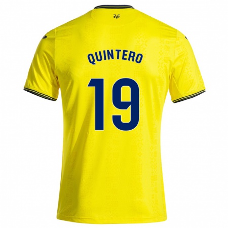 Kandiny Lapset Luis Quintero #19 Keltainen Musta Kotipaita 2024/25 Lyhythihainen Paita T-Paita