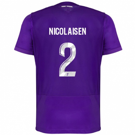 Kandiny Lapset Rasmus Nicolaisen #2 Violetti Valkoinen Kotipaita 2024/25 Lyhythihainen Paita T-Paita