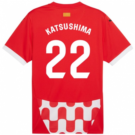 Kandiny Lapset Shinnosuke Katsushima #22 Punainen Valkoinen Kotipaita 2024/25 Lyhythihainen Paita T-Paita