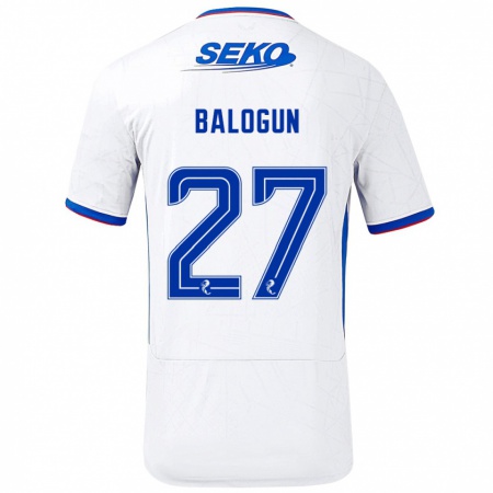 Kandiny Lapset Leon Balogun #27 Valkoinen Sininen Vieraspaita 2024/25 Lyhythihainen Paita T-Paita