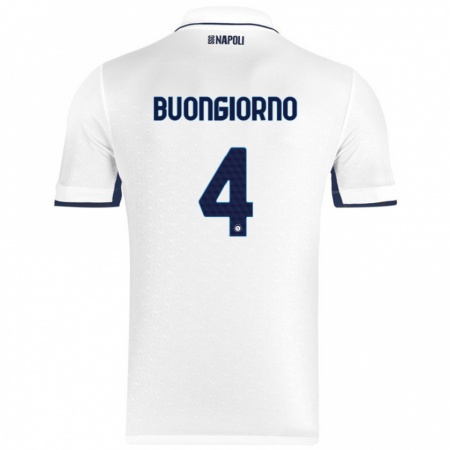 Kandiny Lapset Alessandro Buongiorno #4 Valkoinen Royal Blue Vieraspaita 2024/25 Lyhythihainen Paita T-Paita