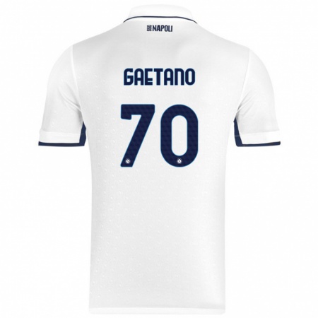 Kandiny Lapset Gianluca Gaetano #70 Valkoinen Royal Blue Vieraspaita 2024/25 Lyhythihainen Paita T-Paita