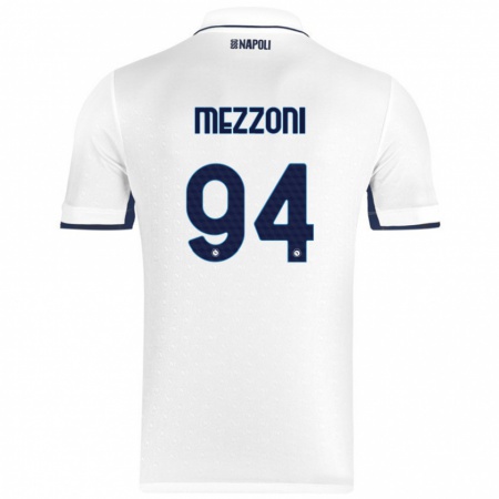 Kandiny Lapset Francesco Mezzoni #94 Valkoinen Royal Blue Vieraspaita 2024/25 Lyhythihainen Paita T-Paita