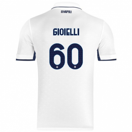 Kandiny Lapset Francesco Gioielli #60 Valkoinen Royal Blue Vieraspaita 2024/25 Lyhythihainen Paita T-Paita