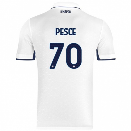 Kandiny Lapset Antonio Pesce #70 Valkoinen Royal Blue Vieraspaita 2024/25 Lyhythihainen Paita T-Paita