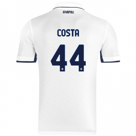 Kandiny Lapset Filippo Costa #44 Valkoinen Royal Blue Vieraspaita 2024/25 Lyhythihainen Paita T-Paita