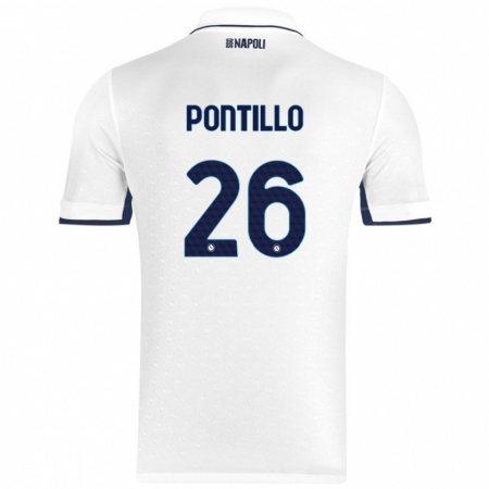 Kandiny Lapset Pasquale Pontillo #26 Valkoinen Royal Blue Vieraspaita 2024/25 Lyhythihainen Paita T-Paita