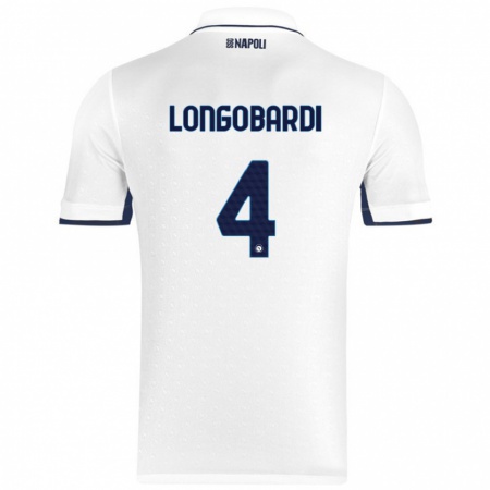 Kandiny Lapset Salvatore Longobardi #4 Valkoinen Royal Blue Vieraspaita 2024/25 Lyhythihainen Paita T-Paita