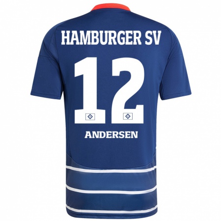 Kandiny Lapset Patrick Andersen #12 Tummansininen Vieraspaita 2024/25 Lyhythihainen Paita T-Paita