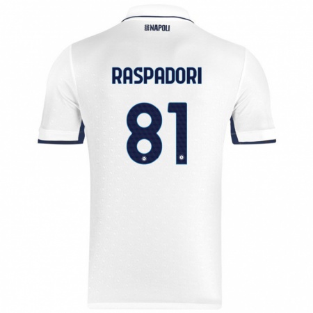 Kandiny Miesten Giacomo Raspadori #81 Valkoinen Royal Blue Vieraspaita 2024/25 Lyhythihainen Paita T-Paita