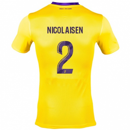 Kandiny Miesten Rasmus Nicolaisen #2 Keltainen Violetti Vieraspaita 2024/25 Lyhythihainen Paita T-Paita