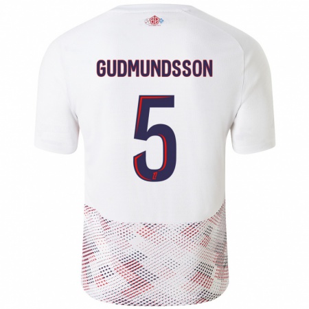 Kandiny Naisten Gabriel Gudmundsson #5 Valkoinen Royal Blue Vieraspaita 2024/25 Lyhythihainen Paita T-Paita