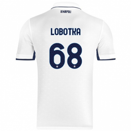 Kandiny Naisten Stanislav Lobotka #68 Valkoinen Royal Blue Vieraspaita 2024/25 Lyhythihainen Paita T-Paita