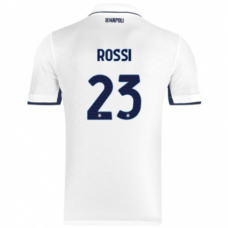 Kandiny Naisten Leonardo Rossi #23 Valkoinen Royal Blue Vieraspaita 2024/25 Lyhythihainen Paita T-Paita