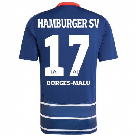 Kandiny Naisten Louis Borges-Malu #17 Tummansininen Vieraspaita 2024/25 Lyhythihainen Paita T-Paita