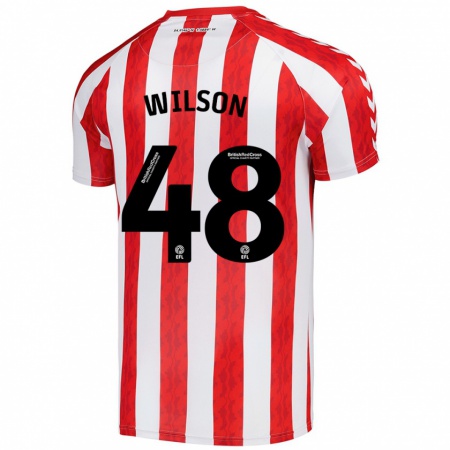 Kandiny Lapset Callum Wilson #48 Punainen Valkoinen Kotipaita 2024/25 Lyhythihainen Paita T-Paita