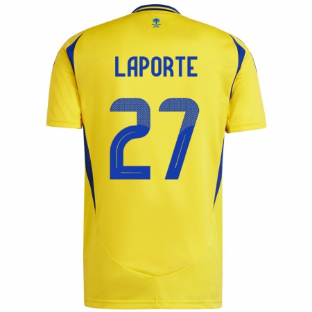 Kandiny Lapset Aymeric Laporte #27 Keltainen Sininen Kotipaita 2024/25 Lyhythihainen Paita T-Paita