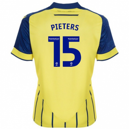 Kandiny Lapset Erik Pieters #15 Keltainen Sininen Vieraspaita 2024/25 Lyhythihainen Paita T-Paita