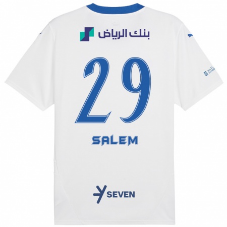 Kandiny Lapset Salem Al-Dawsari #29 Valkoinen Sininen Vieraspaita 2024/25 Lyhythihainen Paita T-Paita