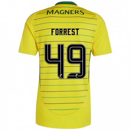 Kandiny Naisten James Forrest #49 Keltainen Vieraspaita 2024/25 Lyhythihainen Paita T-Paita