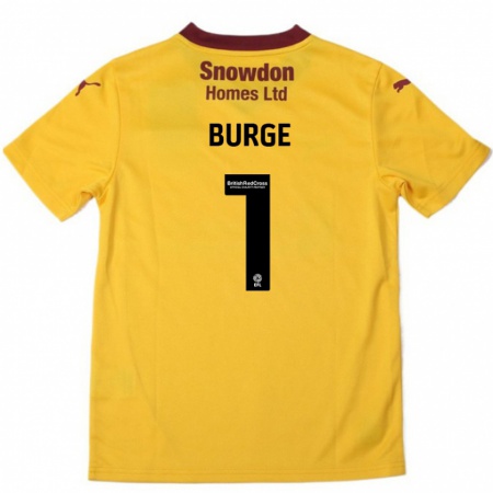 Kandiny Lapset Lee Burge #1 Oranssi Burgundy Vieraspaita 2024/25 Lyhythihainen Paita T-Paita