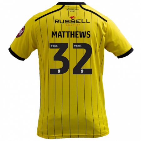 Kandiny Miesten Daniel Matthews #32 Keltainen Kotipaita 2024/25 Lyhythihainen Paita T-Paita