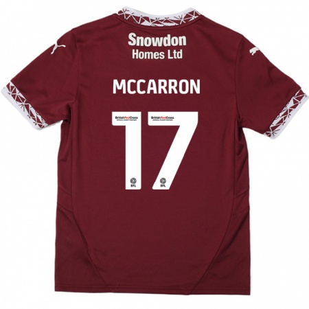 Kandiny Miesten Liam Mccarron #17 Burgundia Kotipaita 2024/25 Lyhythihainen Paita T-Paita