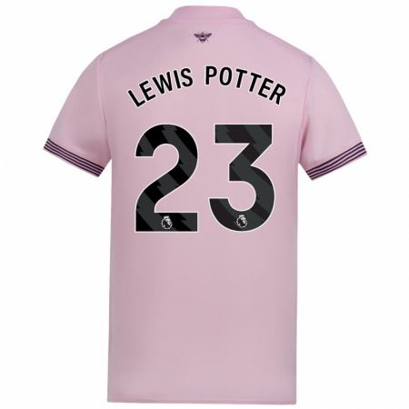 Kandiny Miesten Keane Lewis-Potter #23 Vaaleanpunainen Vieraspaita 2024/25 Lyhythihainen Paita T-Paita