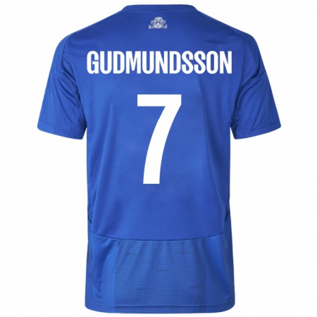 Kandiny Miesten Galdur Gudmundsson #7 Valkoinen Sininen Vieraspaita 2024/25 Lyhythihainen Paita T-Paita